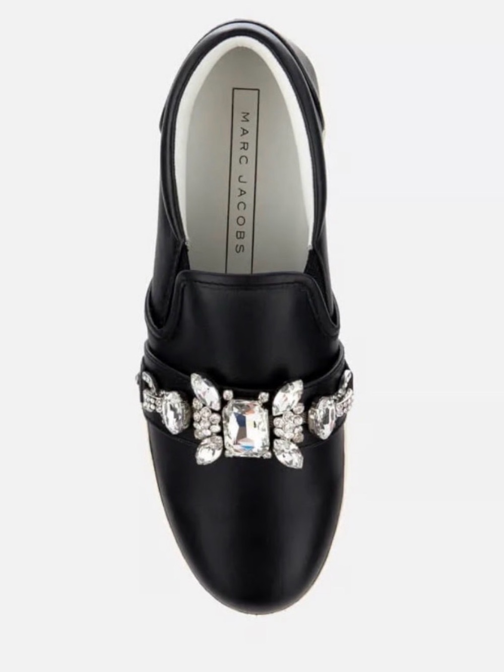 Marc Jacobs Wright Black Embellished Leather Slip-On Sneaker 10